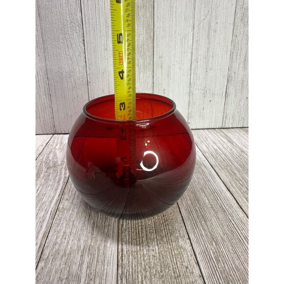 Vintage Anchor Hocking Ruby Red Apothecary Jar with Clear Glass Lid 5.5" Tall - Picture 7 of 8